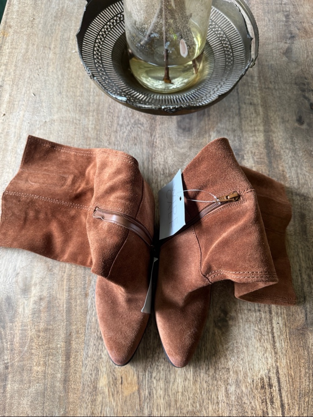 Naturalizer Wide Calf Rust Brown Suede Over-the-Knee Boots - Picture 5 of 8